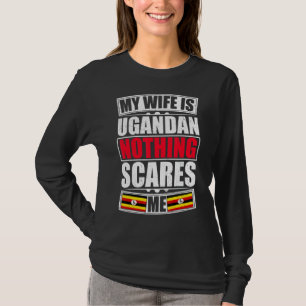 Camiseta Minha Esposa É Uganda Nada Me Assusta Bandeira Uga