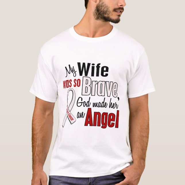 Camiseta Minha esposa é um câncer pulmonar do anjo (Frente)