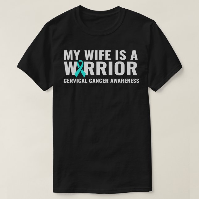 Camiseta Minha Esposa É Um Guerreiro Cancer Cervoso Sup (Frente do Design)
