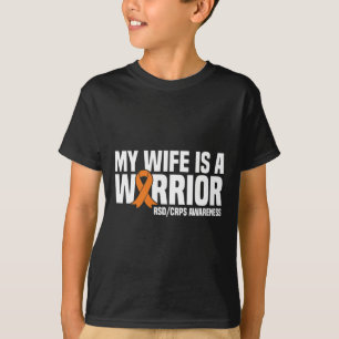 Camiseta Minha Esposa É Um Guerreiro Laranja Fita Awarene