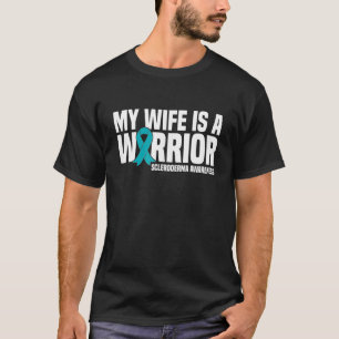 Camiseta Minha Esposa É Um Guerreiro Teal Ribbon Scleroderm