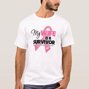 Camiseta Minha esposa é um sobrevivente - cancro da mama