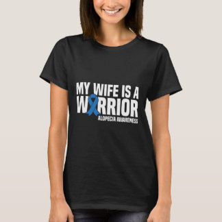 Camiseta Minha esposa é uma guerreira Blue Ribbon Alopecia
