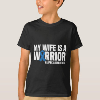 Camiseta Minha esposa é uma guerreira Blue Ribbon Alopecia