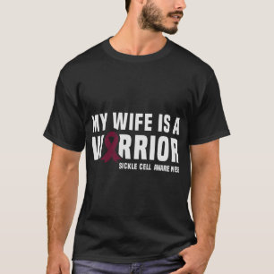 Camiseta Minha Esposa é uma Guerreira Fita Burgundy Anemia