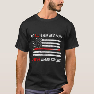 Camiseta Minha Esposa Veste Enfermeira Enfermeira Thin Red