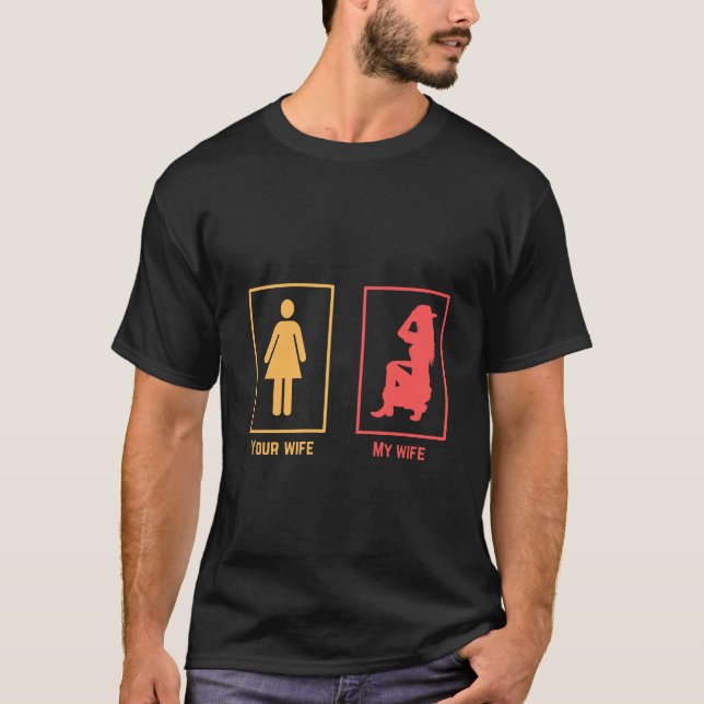 Camiseta Minha esposa vs sua esposa Eu cowboy (Frente)