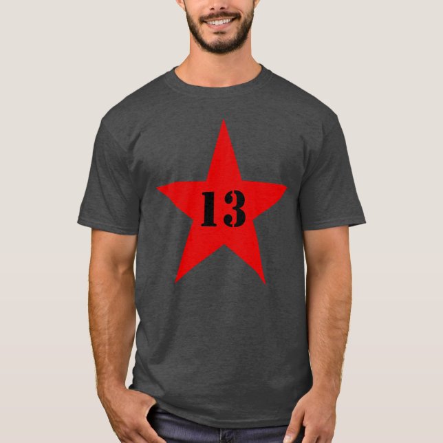 Camiseta Minha Estrela Numérica Sortuda - Número 13 (vermel (Frente)