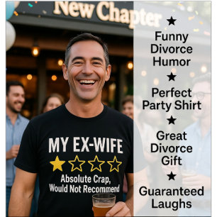 Camiseta Minha Ex-Mulher 1 Estrela Avaliação Humor Divórcio