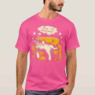 Camiseta Minha Existência Sarcasmo Engraçado Cansado Gato P