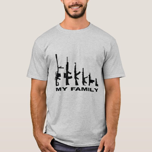 Camiseta Minha família "eu amo as armas" (disponíveis em 17 (Frente)