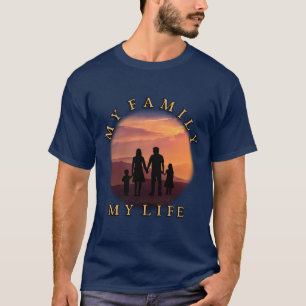 Camiseta Minha Família Minha Vida Arte de Palavras Silhueta