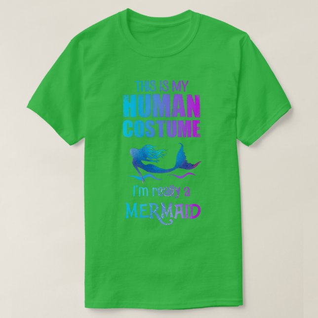 Camiseta Minha fantasia humana Sereia do Dia das Bruxas (Frente do Design)