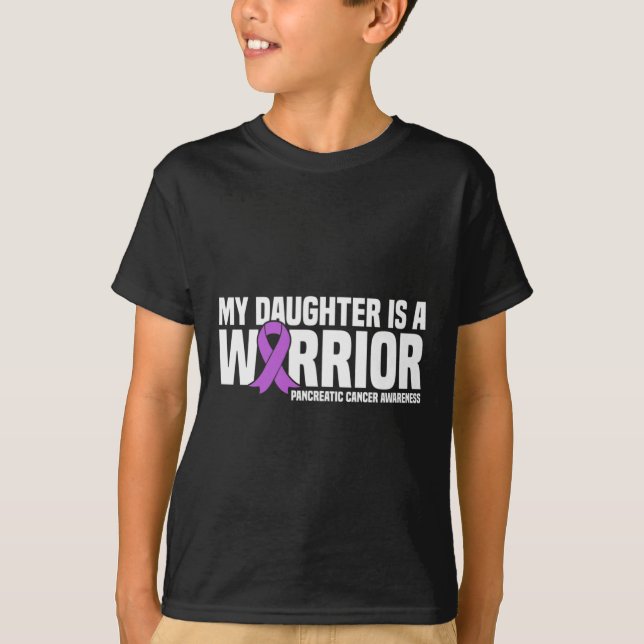 Camiseta Minha Filha É Guerreira Pancreática Fita Roxa Su (Frente)