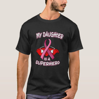 Camiseta Minha Filha Meu Super Herói Cancer de Mama Clássic