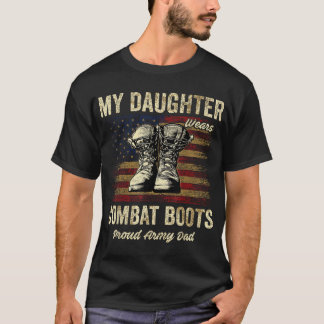 Camiseta Minha Filha Veste Combate Boots Orgulhosos Pais do