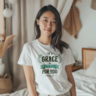 Camiseta Minha Graça é Suficiente Escritura Turquesa