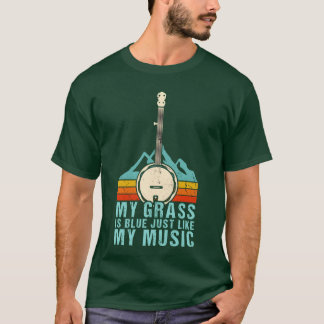 Camiseta Minha Grama É Azul Como Minha Música Bluegrass Ban