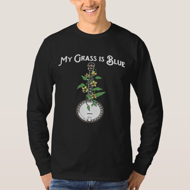 Camiseta Minha Grama É Flores De Vinha De Banjo Azul (Frente)