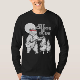 Camiseta Minha Grama É O Urso Banjo Azul Hippie Grizzly