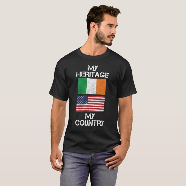 Camiseta Minha herança meu t-shirt americano irlandês do (Frente Completa)