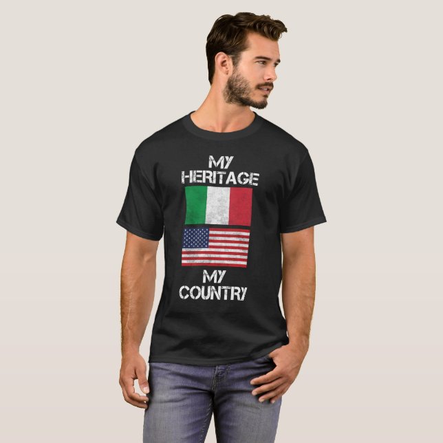 Camiseta Minha herança meu t-shirt americano italiano do (Frente Completa)
