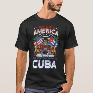 Camiseta Minha História Começou Em Cuba, Bandeira Cubana Am