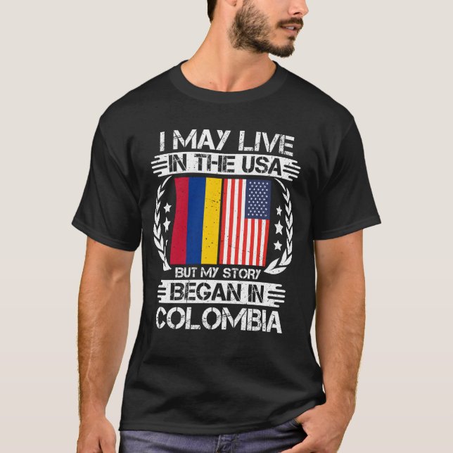 Camiseta Minha História Começou Na Colômbia (Frente)