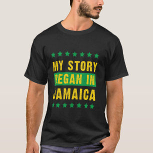 Camiseta Minha História Começou Na Jamaica Imprensa de Raíz