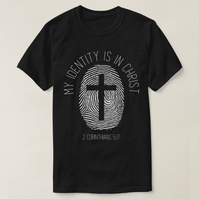 Camiseta Minha Identidade Está No Cristo Jesus, Bíblia Cris (Frente do Design)
