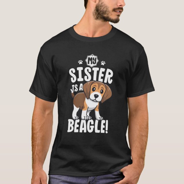 Camiseta Minha Irmã É Um Presente De Cachorro De Beagle Gir (Frente)