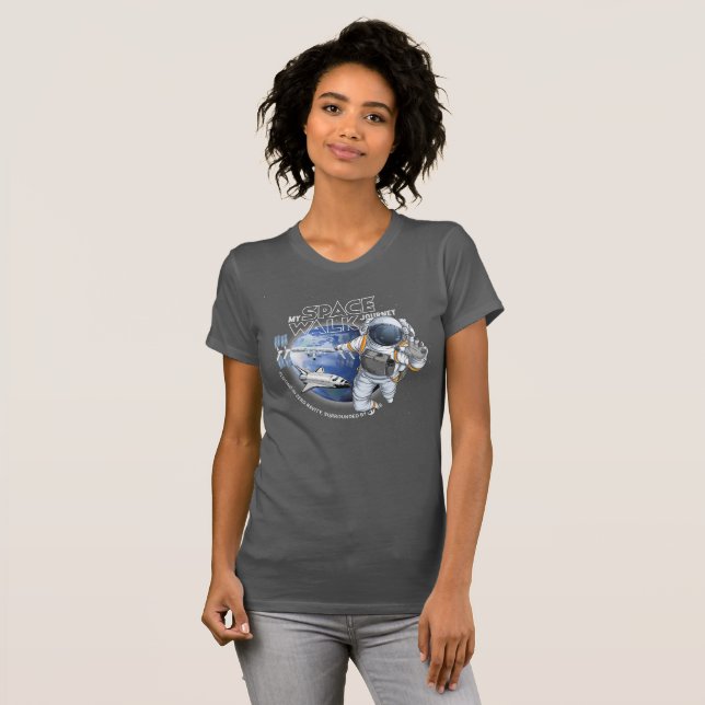 Camiseta Minha Jornada de Caminhada Espacial (Modo escuro)  (Frente Completa)