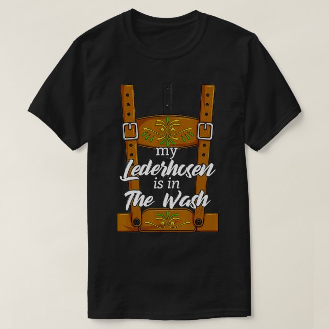 Camiseta Minha Lederhosen está no Cos de Oktoberfest dos Ho (Frente do Design)