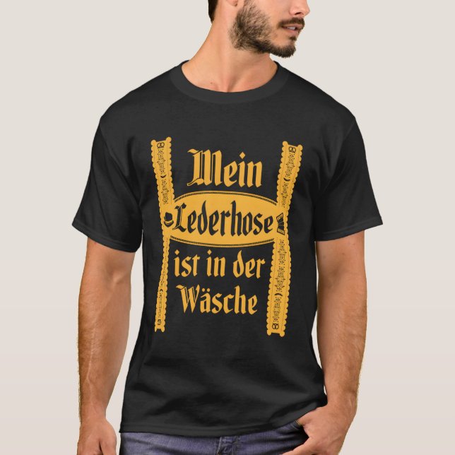 Camiseta Minha Lederhosen Está No Wash Oktoberfest (Frente)