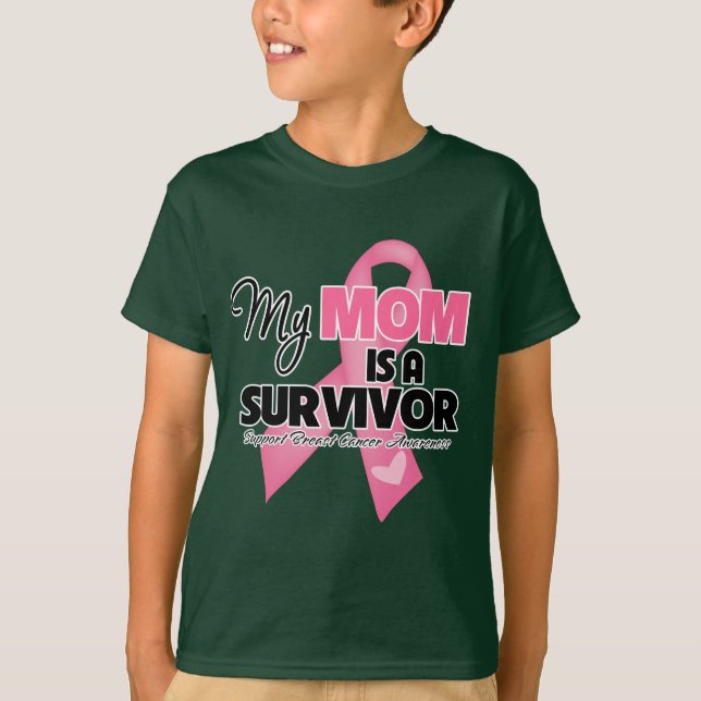 Camiseta Minha mamã é um sobrevivente - cancro da mama (Frente)