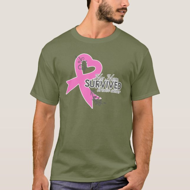 Camiseta Minha mamã sobreviveu ao cancro da mama (Frente)