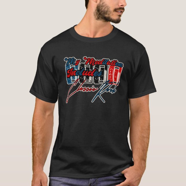 Camiseta Minha Meditação Inclui Rock Clássico (Frente)