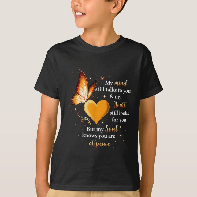 Camiseta Minha Mente Ainda Fala Com Você Coração, Borboleta (Frente)