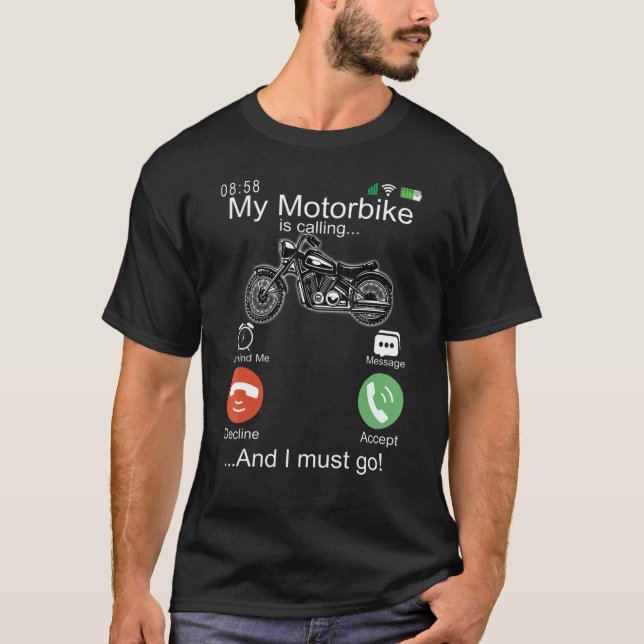 Camiseta Minha Moto Está Chamando Tela Celular Celular (Frente)