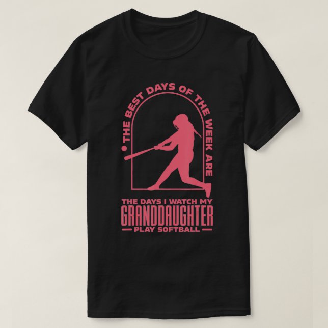 Camiseta Minha neta Joga Softball Com Design Engraçado Para (Frente do Design)