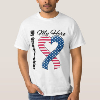 Camiseta Minha neta minha fita patriótica dos EUA do herói