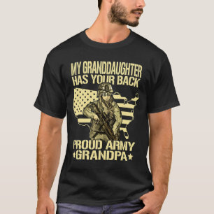 Camiseta Minha neta tem suas costas - Vovô do Exército Orgu