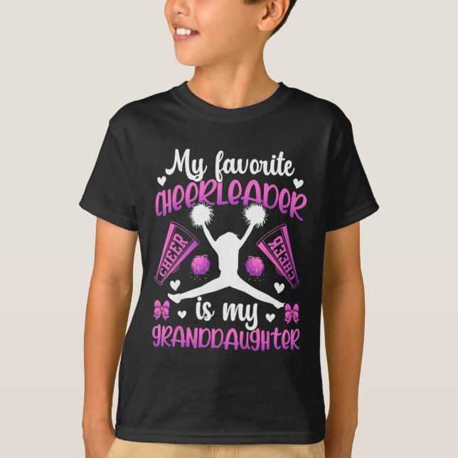 Camiseta Minha neta torce Avó líder de torcida Avó (Frente)