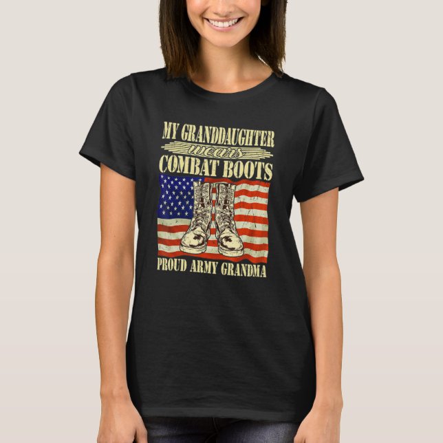 Camiseta Minha neta Veste a guerra contra os boots do exérc (Frente)