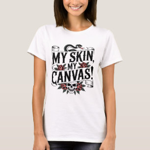 Camiseta Minha Pele, Minha Tela Arte de Tatuagem