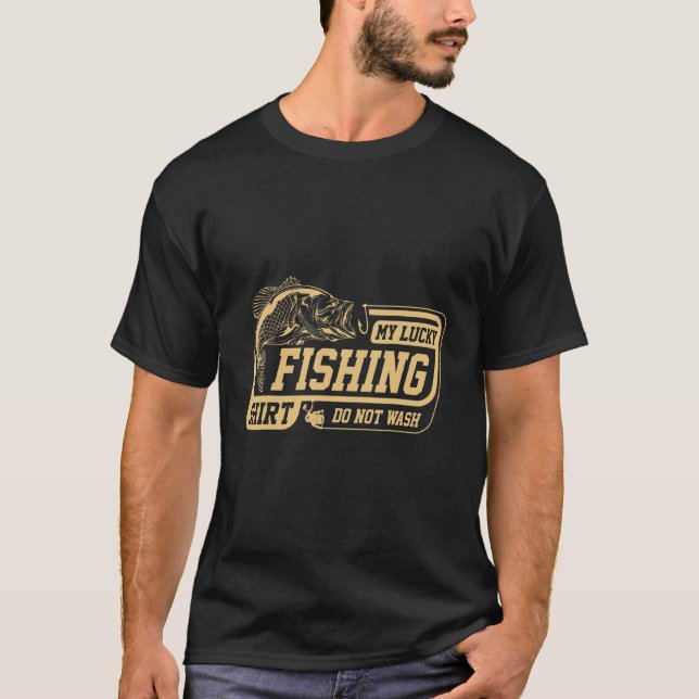 Camiseta Minha Pesca Sortuda Não Lava Pescadores Engraçados (Frente)
