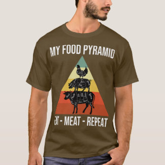 Camiseta Minha Pirâmide Comida Comeu Carne Repetindo Fundiç
