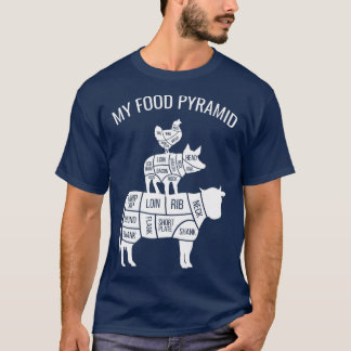 Camiseta Minha pirâmide Comida, Galinha de Porcos Carnívoro