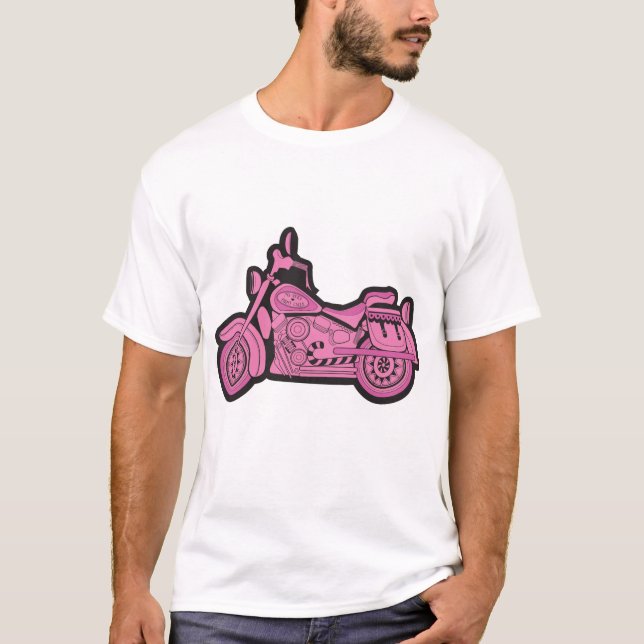 Camiseta Minha primeira motocicleta cor-de-rosa (Frente)
