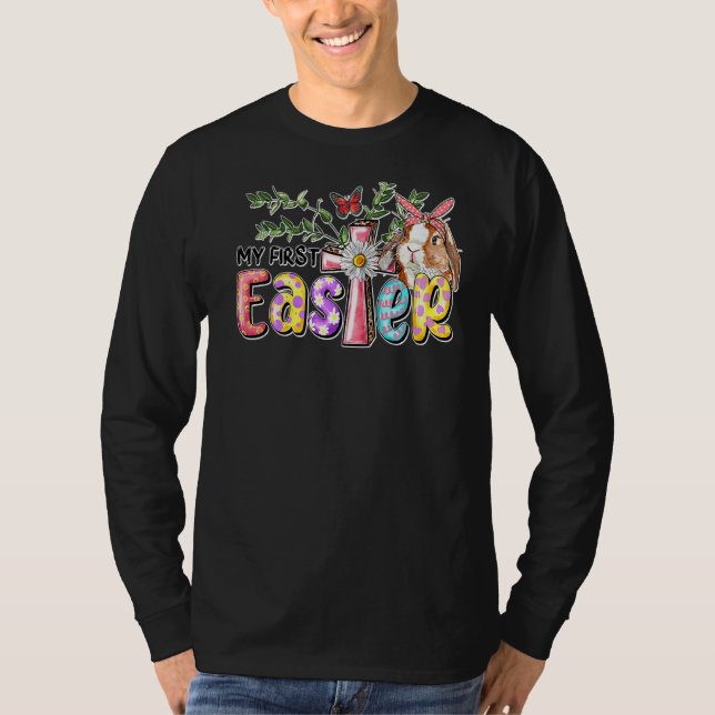 Camiseta Minha Primeira Páscoa Coelho Mensageiro Bun Bunny  (Frente)